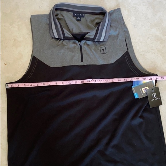 pga Vest Golf Black and Gray Collared Size XL 1/4 Zip Up Striped Collar New - Picture 10 of 11